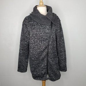 Fee et Rit Black Gray White Knit Tunic Asymmetrical Zipper Jacket NWT Size 10